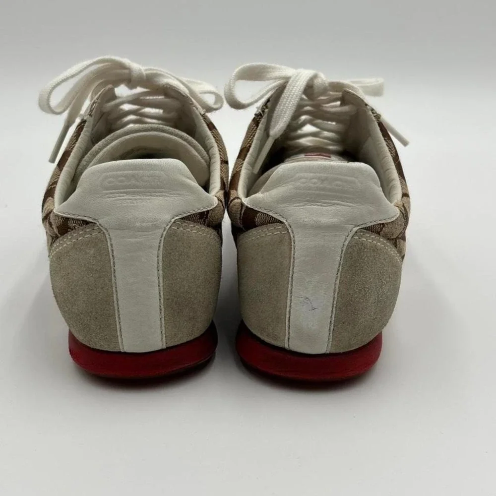 Coach Joss Signature Sneakers Women's 8.5 Brown Monogram Canvas Low Top Shoes - Picture 4 of 8